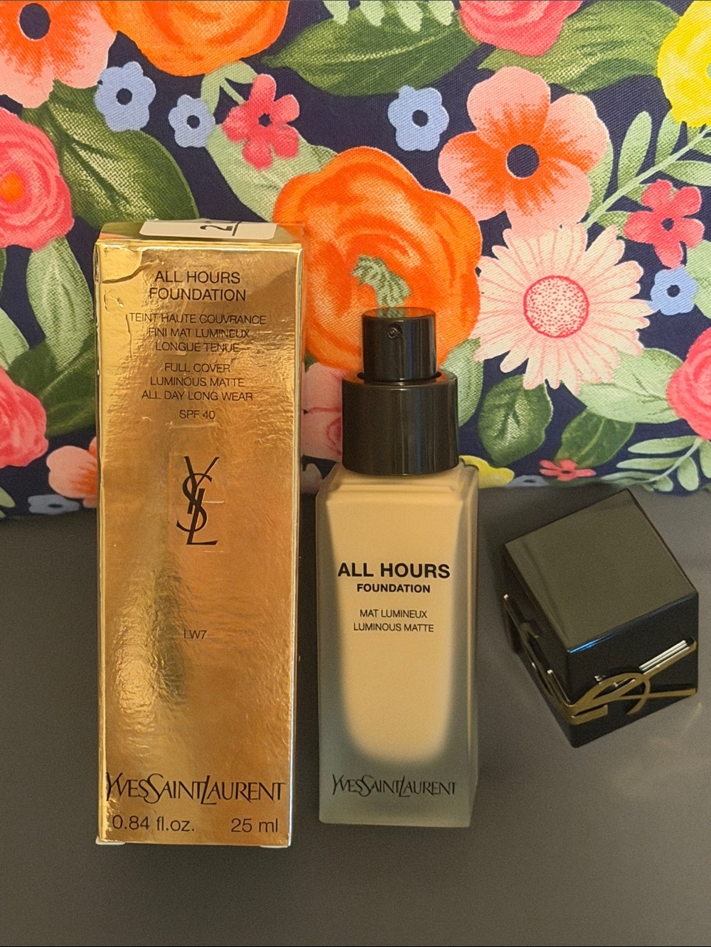 Yves Saint Laurent All Hours Foundation - Warm Beige (1W7) Bottle & Gold Box